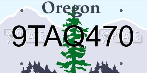 9TAQ470 Oregon License Plate