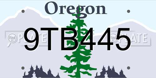 9TB445 Oregon License Plate