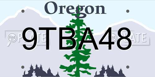 9TBA48 Oregon License Plate