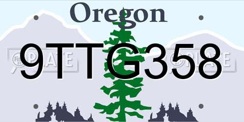 9TTG358 Oregon License Plate