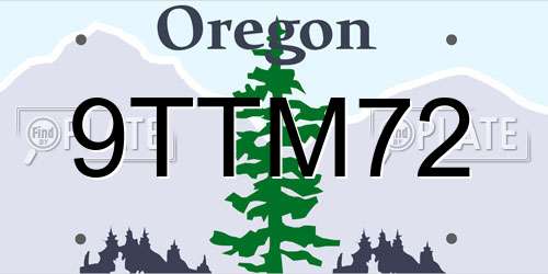 9TTM72 Oregon License Plate