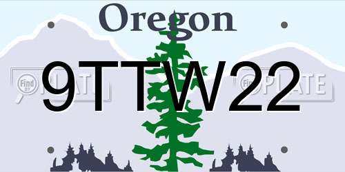 9TTW22 Oregon License Plate