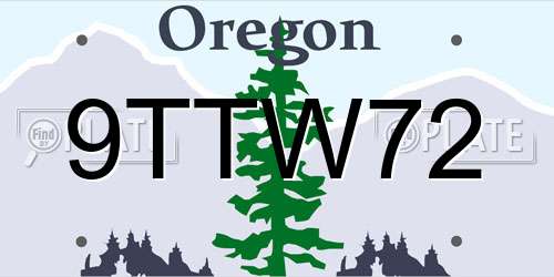 9TTW72 Oregon License Plate