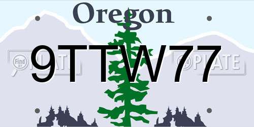 9TTW77 Oregon License Plate