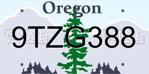 9TZG388 Oregon License Plate