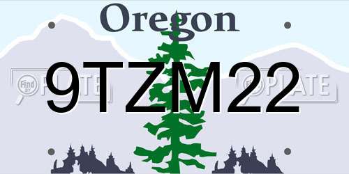9TZM22 Oregon License Plate