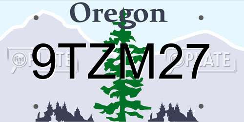 9TZM27 Oregon License Plate