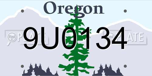 9U0134 Oregon License Plate