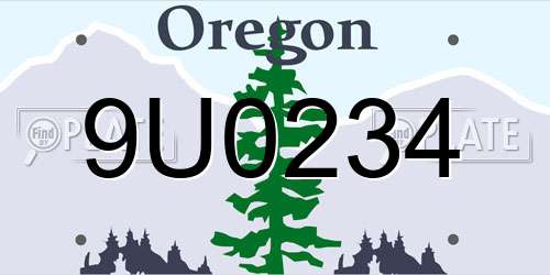 9U0234 Oregon License Plate