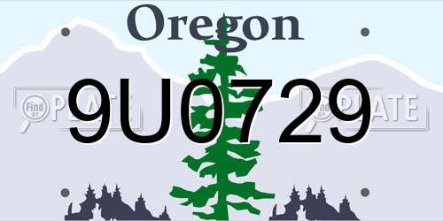 9U0729 Oregon License Plate