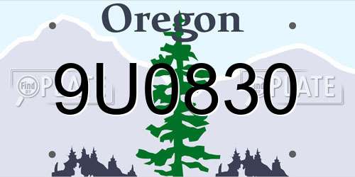 9U0830 Oregon License Plate