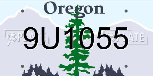 9U1055 Oregon License Plate