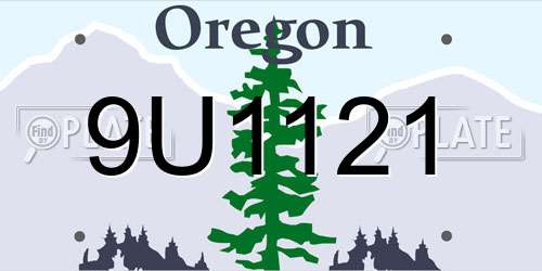 9U1121 Oregon License Plate