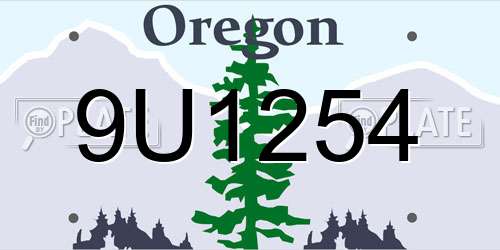 9U1254 Oregon License Plate