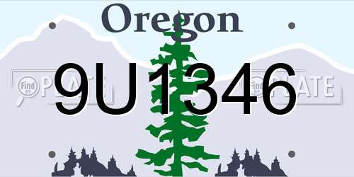 9U1346 Oregon License Plate