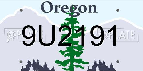 9U2191 Oregon License Plate