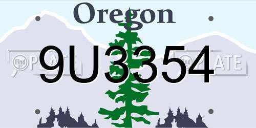 9U3354 Oregon License Plate