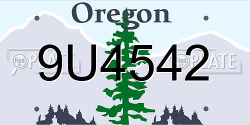 9U4542 Oregon License Plate