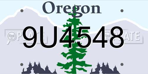 9U4548 Oregon License Plate