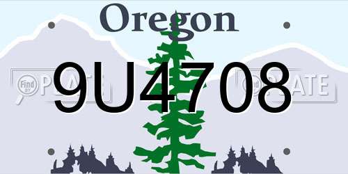 9U4708 Oregon License Plate