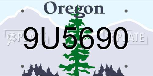 9U5690 Oregon License Plate