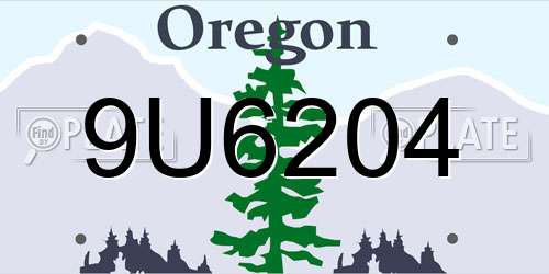 9U6204 Oregon License Plate