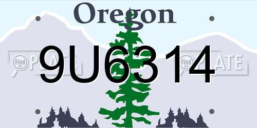 9U6314 Oregon License Plate