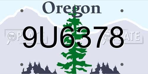 9U6378 Oregon License Plate