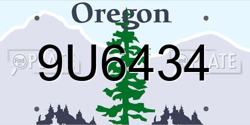 9U6434 Oregon License Plate