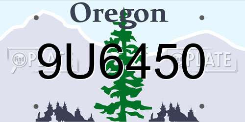 9U6450 Oregon License Plate