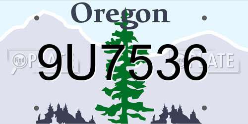 9U7536 Oregon License Plate