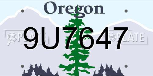 9U7647 Oregon License Plate