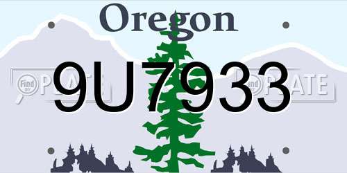 9U7933 Oregon License Plate