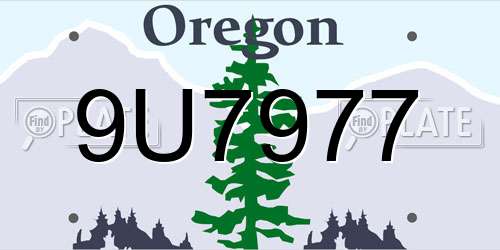9U7977 Oregon License Plate
