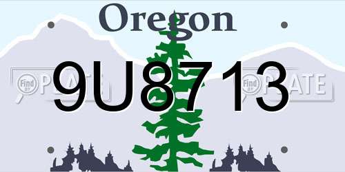 9U8713 Oregon License Plate