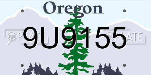 9U9155 Oregon License Plate