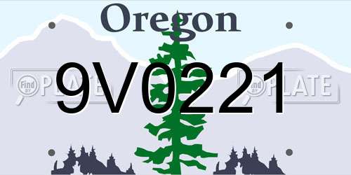 9V0221 Oregon License Plate