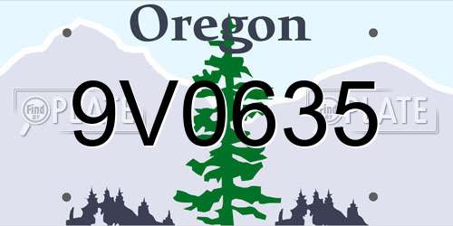 9V0635 Oregon License Plate