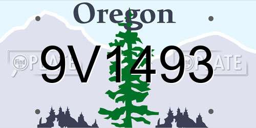 9V1493 Oregon License Plate