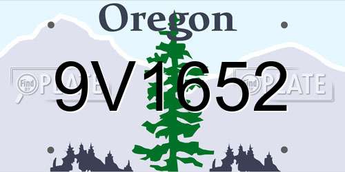 9V1652 Oregon License Plate