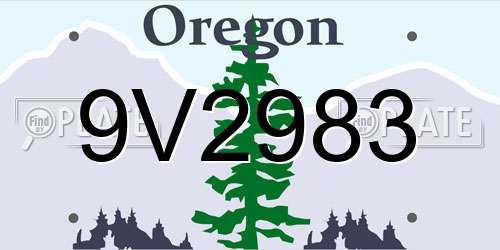 9V2983 Oregon License Plate