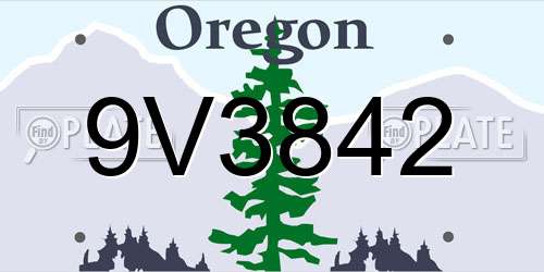 9V3842 Oregon License Plate