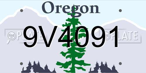 9V4091 Oregon License Plate