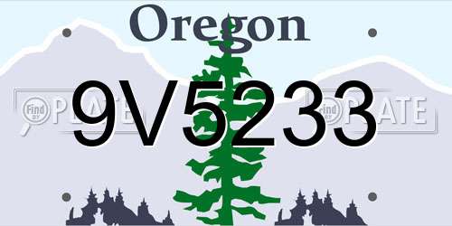 9V5233 Oregon License Plate