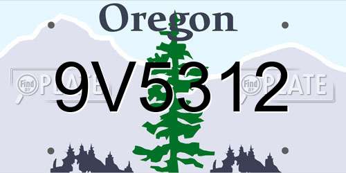 9V5312 Oregon License Plate