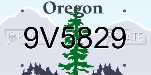 9V5829 Oregon License Plate