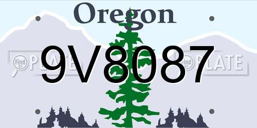 9V8087 Oregon License Plate