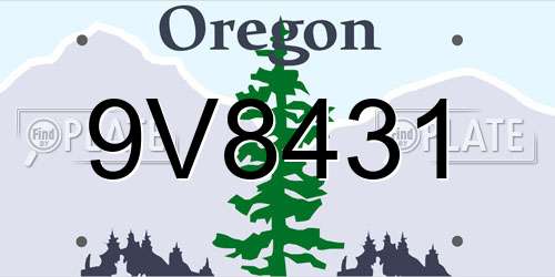 9V8431 Oregon License Plate