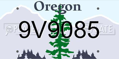 9V9085 Oregon License Plate