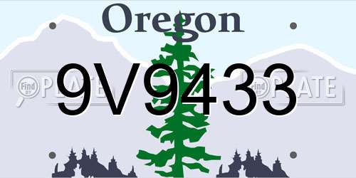 9V9433 Oregon License Plate